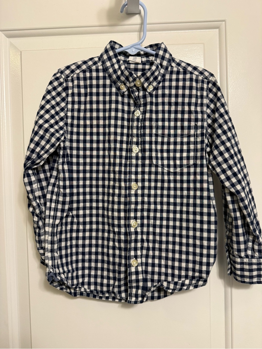 GAP Navy and White Gingham Button-Down Shirt - Kids